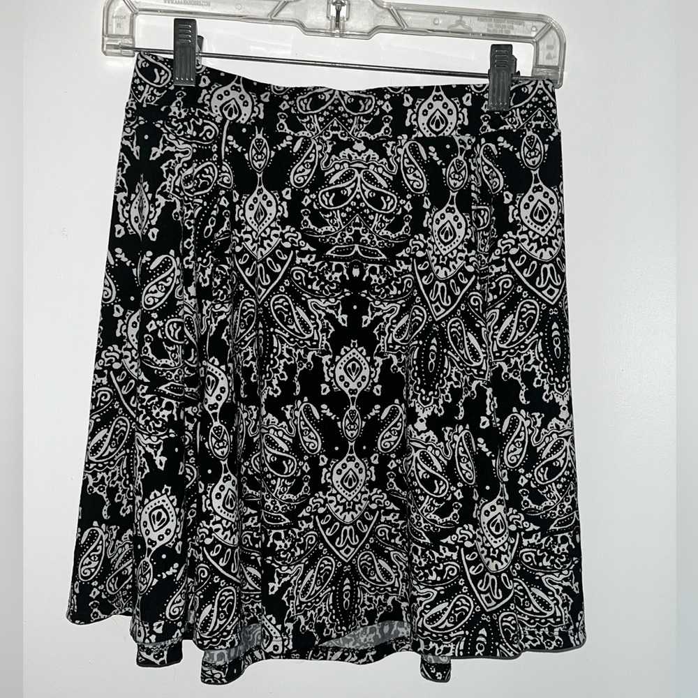 Women’s size medium skater skirt black with white floral pattern